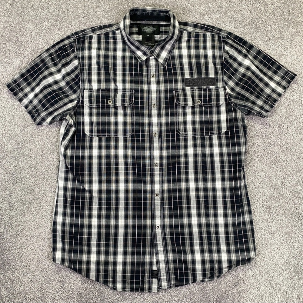 Harley-Davidson Men’s Plaid Short Sleeve Button-Up Shirt Size L